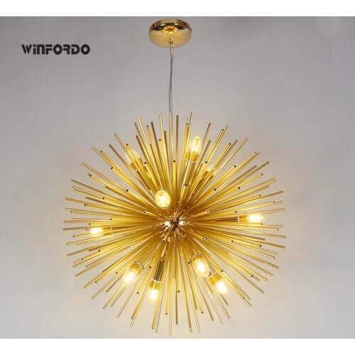 2021 Nordic LED Aluminum Dandelion Chandeliers Lighting Sputnik Pendant Lamp Fixture for Restaurant Home Decor