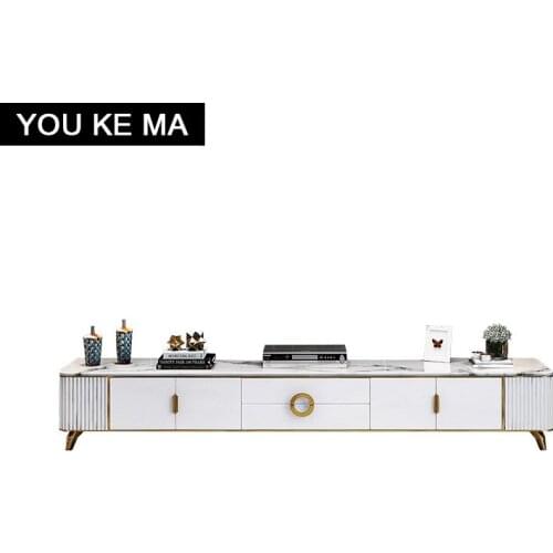 TV cabinet post-modern minimalist large type furniture white living room mild luxury marble coffee table TV cabinet combination