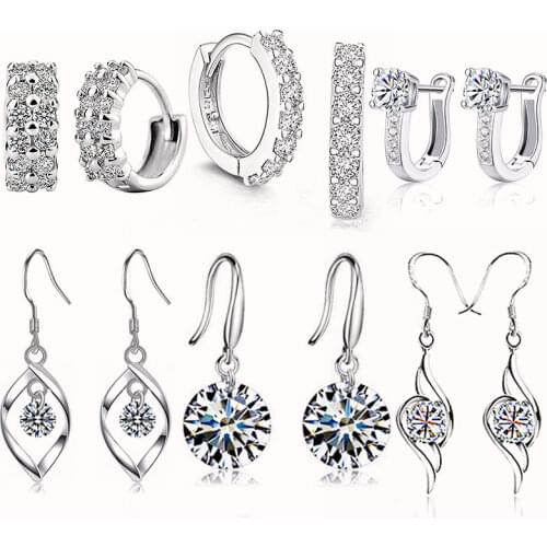 Sterling 925 Silver Earrings Natural Crystal Small Flower Hoop Earrings For Women Birthday Fashion Jewelry Gift