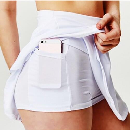 Tennis Skirts Badminton Golf Skirt High Waist Fitness Shorts Women Athletic Running Gym Sport Skorts with Phone Pocket M-XXXL