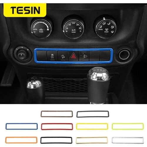 TESIN Car Emergency Light Button Frame Decoration Cover Stickers for Jeep Wrangler JK 2011-2017 Car Interior Accessories Stying
