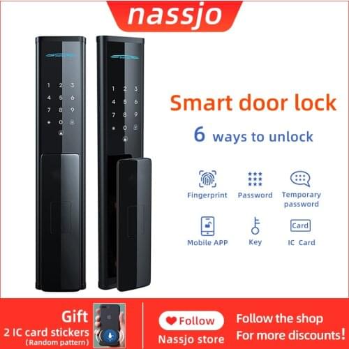 Nassjo Home Security Smart Door Lock Electronic Automatic Intelligent Fingerprint Digital Door Lock With Password IC Card Unlock