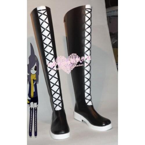 Wadanohara and the Great Blue Sea Dolpi Black Long Halloween Cosplay Shoes Boots H016