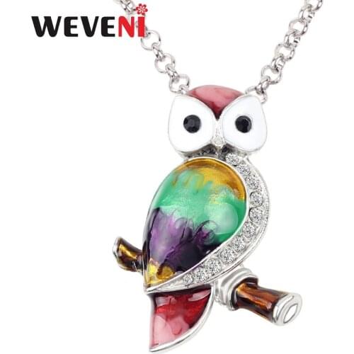 WEVENI Statement Enamel Rhinestone Novelty Bird Necklace Pendant Choker Funny Animal Jewelry For Women Girls Teens Gift Collares