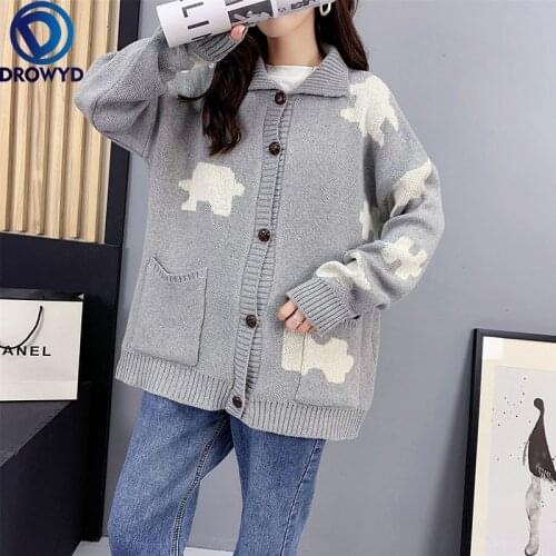 2021 Korean Version of Loose All-match Knitted Jacket Sweater Womens Single-breasted Cardigan Hot Style Knitted Top Outer Wear
