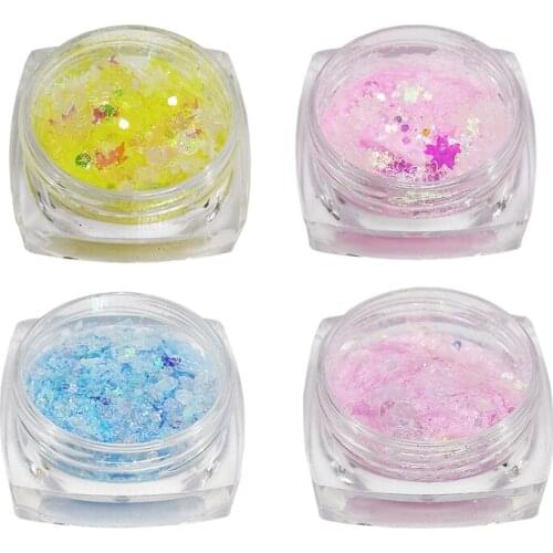 1 Box Heart Butterfly Nail Art Glitter Sequins Flakes Mix Round Star Mermaid Sparkly Paillettes DIY Manicure Decor Tips