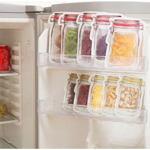 10Pc Preservation Fridge Freezing Food Storage Reusable Jar Bags Fresh Produce Food Container Home Refrigerator Storage Bags