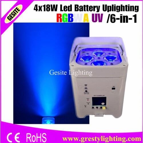2pcs/lot Wireless Battery Uplights LED Slim Par 4x18W RGBWA UV 6in1 Color Hi-Quality
