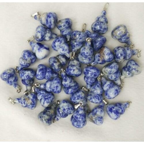2017 fashion Natural Sodalite stone gourd floating charms diy pendants for jewelry making 50pcs/lot Wholesale free shipping