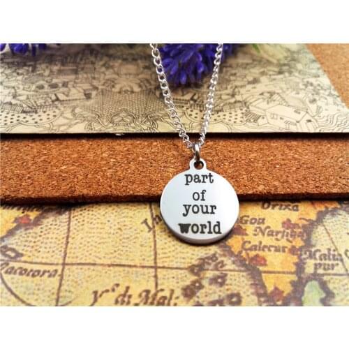 3pcs/lot Fashion stainless steel necklace "part of your world" Charms Pendant necklace Jewelry Gift more style for choosing