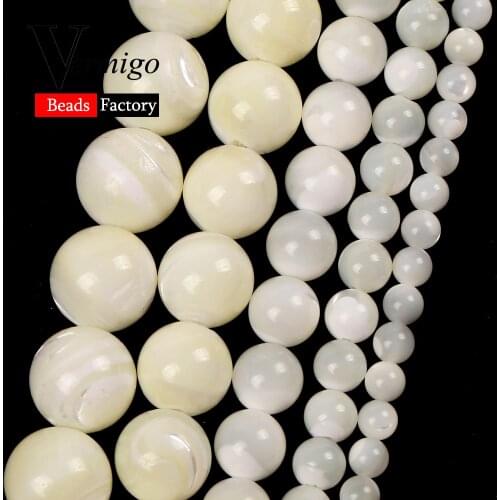 4/6/8/10/12mm Natural White Trochus Shell Round Beads for Jewelry Making Diy Handmade Bracelet Necklace Jewellry Trochidae Beads