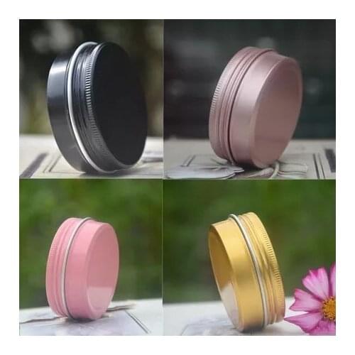 50pcs/lot 5ml 10ml 15ml 30g 50g 60g Cosmetic Aluminum Jars Pink Black Gold Cream Mask Soap Aluminum Metal Tin Container Pots