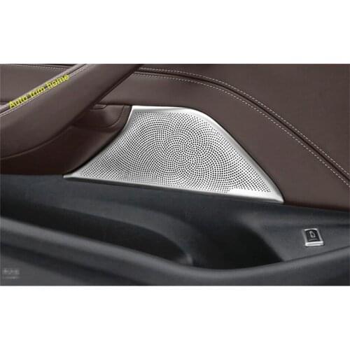 Accessories Front + Rear Door Stereo Speaker Sound Cover Trim For BMW 5 Series Sedan G30 530I 2017 - 2021 Stainless Steel