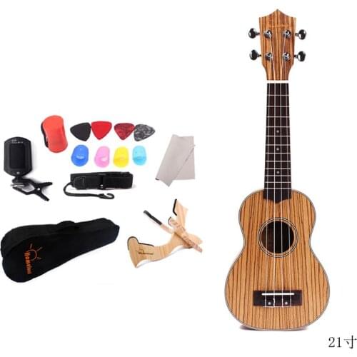 21 Inch Acoustic Ukulele Four Stings With Tuner Bag Strap Musical Instrument guitarra electroacustica 2020 Hot sale