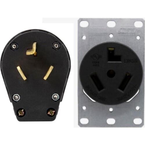 American Black 250V 30A Generator Anti-off electric plug NEMA 10-30P 10-30R industrial power socket plug inline wire connector