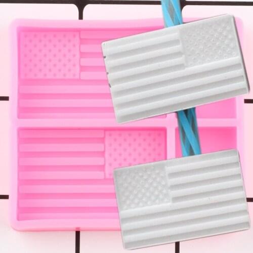 American Flag Straw Topper Silicone Mold DIY Craft Keychain Epoxy Resin Mould Candy Chocolate Fondant Cake Decorating Tools