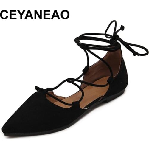 CEYANEAOWomens luxury shoes fashion designers flat Sexy pointed Office ladies shoes large size Slip on shoes for women flats