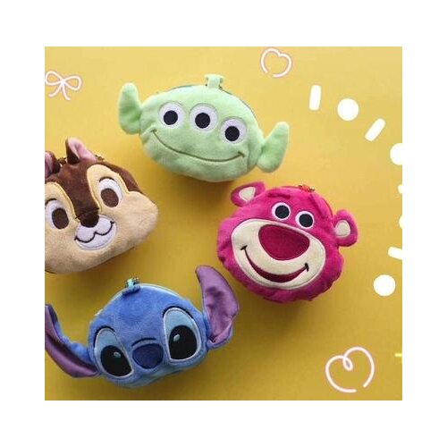 Disney Stitch Aliens Lotso Bear Anime Plush Coin Purse Cartoon Money Bag Card Key Storage Purses Unisex Birthday Gifts New