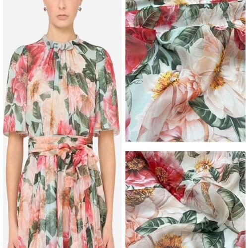 European brand new digital printing fabric, peony blossoms, sewing fabric factory store is not out of stock