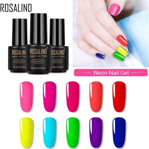 ROSALIND Nail Gel Polish UV Neon Set For Manicure 7ML Nails Hybrid Varnish Semi Permanent Gellak Soak off Primer Base Top Coat