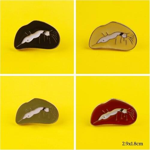 Colorful Funny Bite Lips Brooch Round Glasses Enamel Pins Badges On Clothes Jeans T-Shirt Lapel Pin Jewelry Gift for Friends