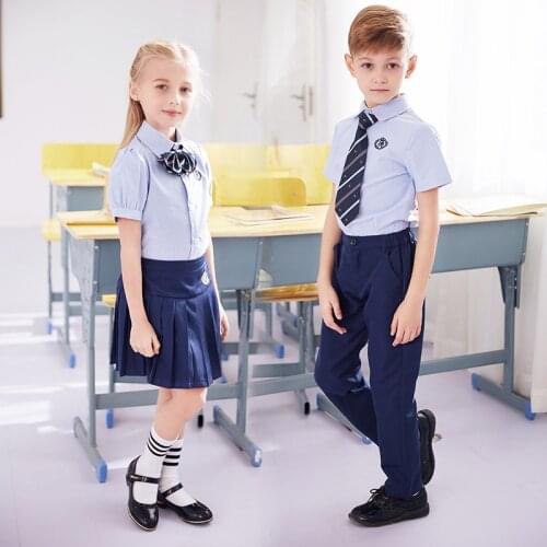 Students Summer School Uniforms Boys and Girls Chorus Clothing Short Sleeve Primary School Clothes Kids Kindergarten Wear D-0632
