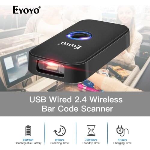 Eyoyo Mini Laser Barcode Scanner 3-in-1 Bluetooth USB Wired&Wireless 1D Bar Code Reader for Windows Mac Android iOS Tablet PC