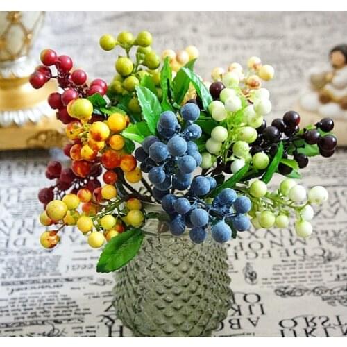 Mini artificial berries flower Christmas fruit fake berry and small foam flowers decoration wedding home table plant arrangment