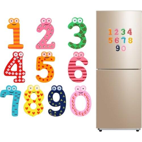 Refrigerator Sticker Home Decor Cartoon Early Learning 10pcs/lot Numbers Fridge Magnet Wooden Message Board Decal