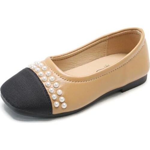 2021 new Girl Fashion Single shoes British style retro PU leather shoes Girls Square head Soft-soled non-slip casual shoes 26-35