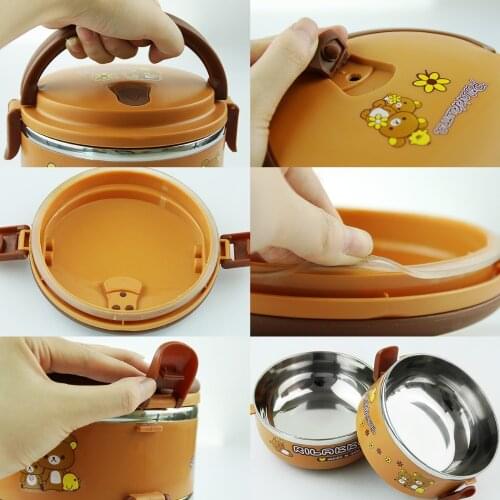 One Layer Cartoon Portable Stainless Steel Food Storage Box Kids Thermal Insulated Food Container Bento Lunch Box Tableware(152)