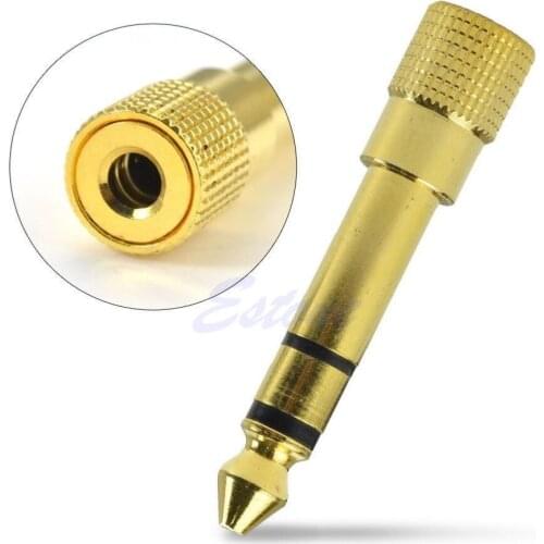 OOTDTY Gold Female 6.3mm 1/4" Male to 3.5mm 1/8" Stereo Plug Audio Adapter Converter