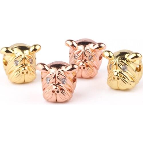 Wholesale White CZ Pig Head Beads for Jewelry Making DIY Copper Spacer Beads fit Bracelet Jewelry Accessories 3pcs/lot