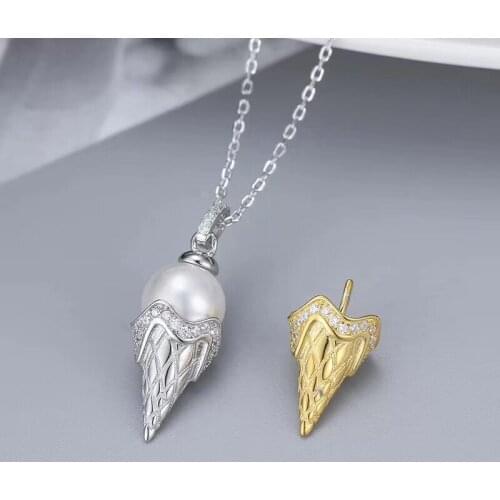 Ice Cream Style 925 Sterling Silver Pendant Base Settings Mountings Findings Parts for Pearl Coral Jade Beads Stones Crystal