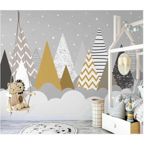 Custom photo wallpaper for walls 3 d European hand-painted geometric figures woods simple clouds childrens room background wall