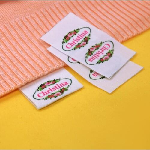 Custom sewing labels, Brand labels, Flowers, Cotton ribbon labels, Handmade labels (FR122)