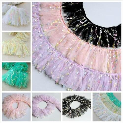 1 Meter Luxury Tassle Lace Trim 3D Embroidered Fabric Lace Ribbon DIY Sewing Guipure Dress Curtain Tassel Fringe Home Decor 10cm