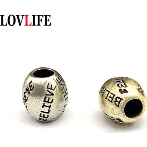 Handmade DIY Metal English Alphabet Brass Paracord Beads BELIEVE Accessories Keychains Pendants EDC Woven Rope Lanyard Hangings