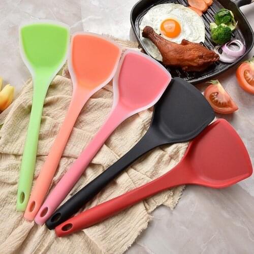 Silicone Turner Spatula Non-stick Seamless Cooking Spatula Stirring Utensil Long Handle Spatula Lager Turner Kitchen Utensils