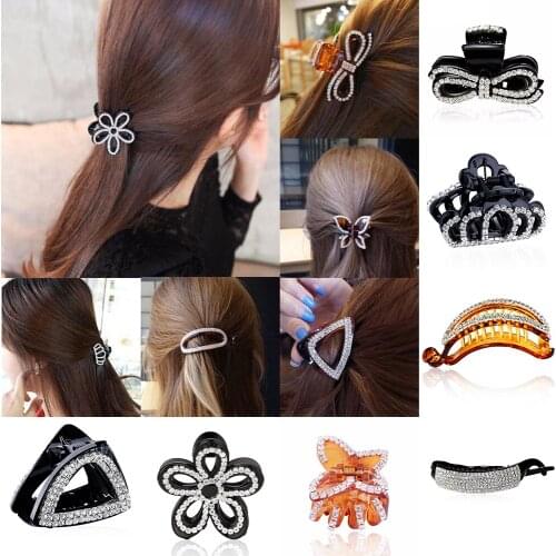 Rhinestone Small Hair Clip Claw for Women Female Butterfly Flower Ponytail Clips Mini Crystal Hairpins Barrette Hair Accessories