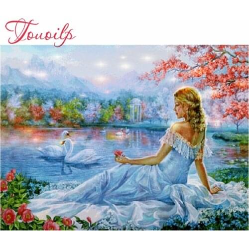 Touoilp Diamond Embroidery Girl Needlework 5D Diamond Mosaic Cross Stitch Crystal Full Sets Unfinish Decorative DIY Painting