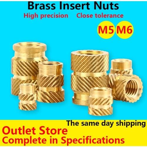 Insert Nuts M2/M3/M4/M5/M6 Double Twill Knurled Brass Nut Hot Pressed into Plastic Injection Hot-melt Brass Inset Nut 100Pcs