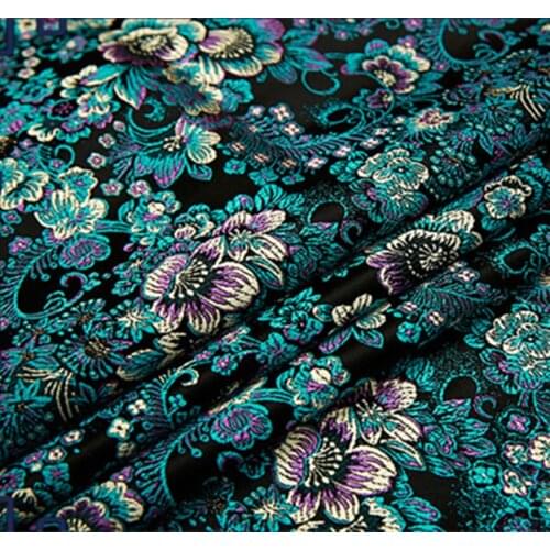 Black flower Metallic Jacquard Brocade Fabric,3D jacquard fabric, yarn dyed fabric for Womens Coat Dress Damask Brocade 75*50cm