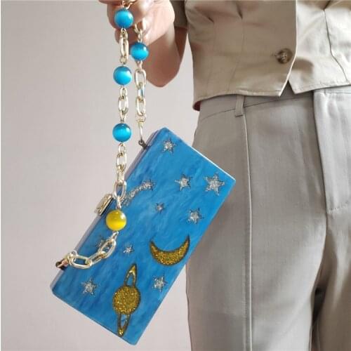 【wander lamar 】fashion new design acrylic space design acrylic hand connect women clutches and evening bag ladies fashion clutc