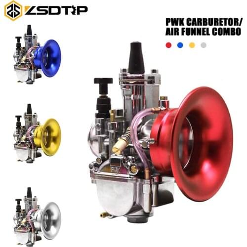 ZSDTRP Motorcycle 2/4T Keihin PWK 30mm Carburetor+50mm Air Filter Kit With Mesh For Motorcross Scooter Dirt Pit Bike Moped ATV