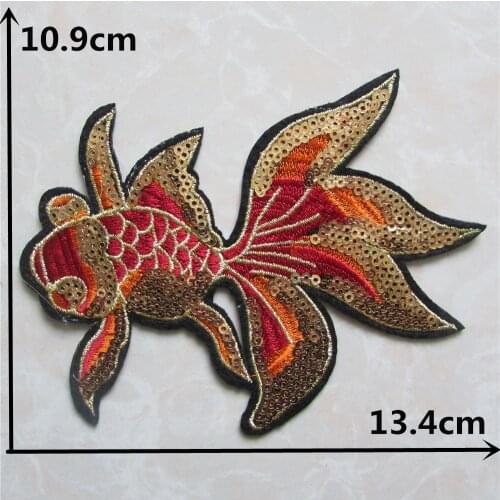 Brand new goldfish sequins stripes cowboy style applique Badge embroidered DIY accessory cloth patch Hand sewing 1pcs for sale