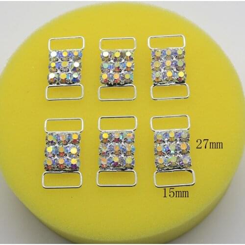 10pcs/lot AB Colorful Rhinestone bikini connectors buckle/ Bag shoes clothing decoration buckle beachwear connector buckle
