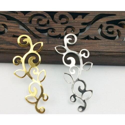 20pcs 11x39mm Filigree flower Wraps Metal Charms For Embellishment Scrapbook DIY Jewelry Metal Craft Jewelry Accessories