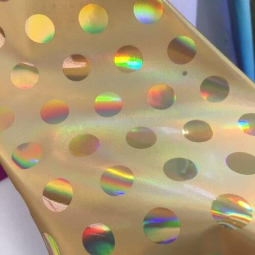 2019 new trend synthetic PU round dot embossed holographic leather material