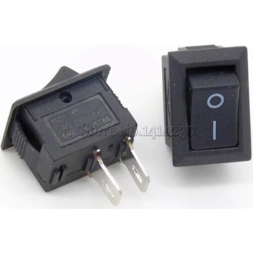 50Pcs Black Push Button Switch 3A 250V KCD11 2Pin Snap-in On/Off Rocker Switch 10MM*15MM BLACK